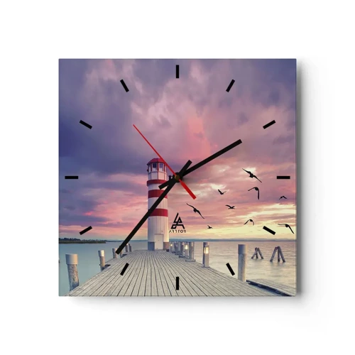 Wall clock - Clock on glass - Time for Port - 30x30 cm