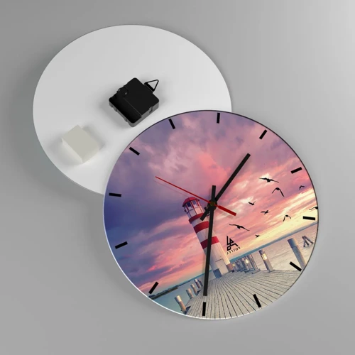 Wall clock - Clock on glass - Time for Port - 30x30 cm