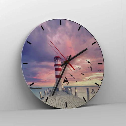 Wall clock - Clock on glass - Time for Port - 40x40 cm