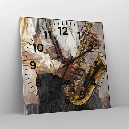 Wall clock - Clock on glass - Time for a Solo - 30x30 cm