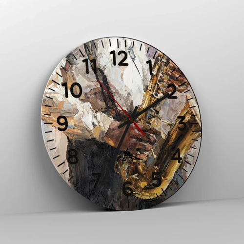 Wall clock - Clock on glass - Time for a Solo - 30x30 cm