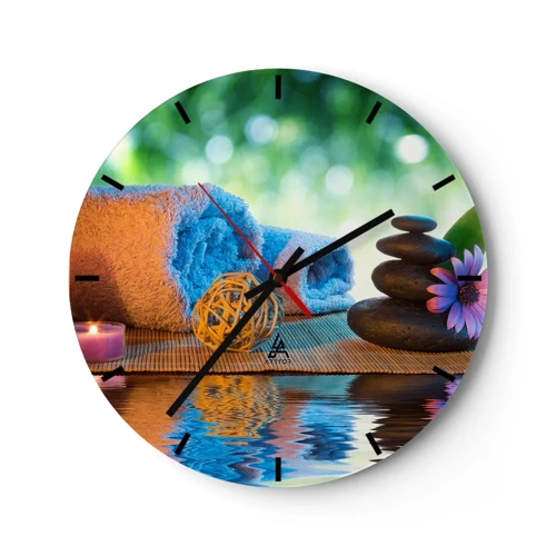 Wall clock - Clock on glass - Time for the Body - 30x30 cm