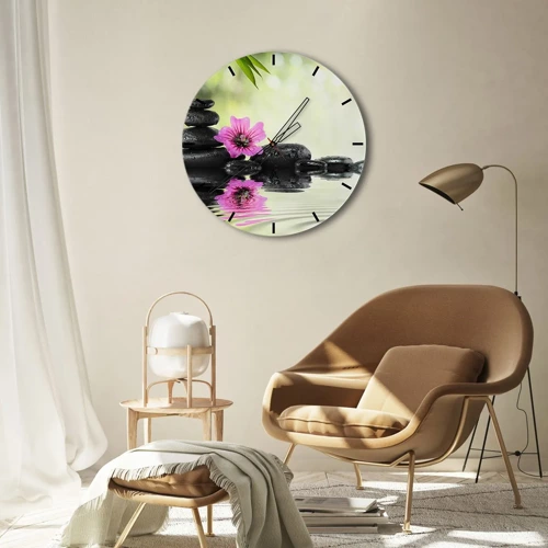 Wall clock - Clock on glass - Time for the Soul - 30x30 cm