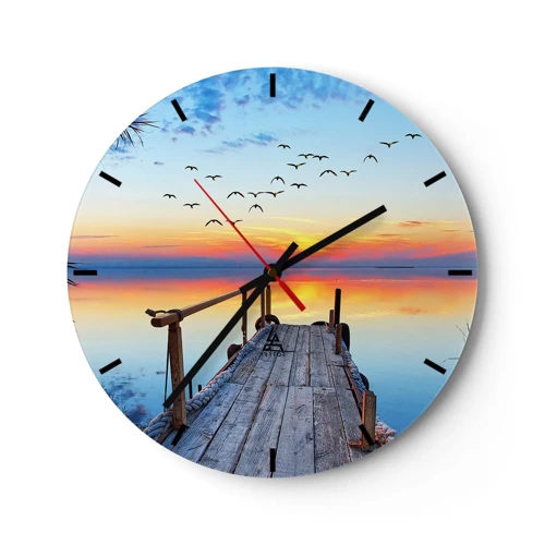 Wall clock - Clock on glass - Time to Come Back… - 30x30 cm