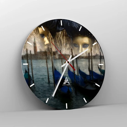 Wall clock - Clock on glass - Time to Start the Carnival - 40x40 cm