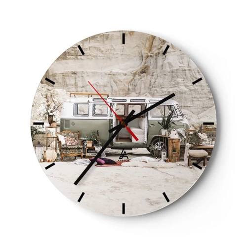 Wall clock - Clock on glass - Time to Start the Trip - 30x30 cm