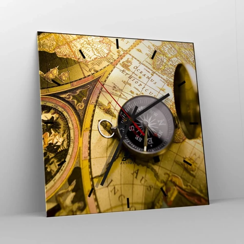 Wall clock - Clock on glass - To the End of the World? - 30x30 cm