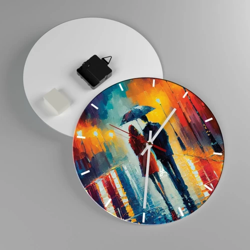 Wall clock - Clock on glass - Together - Colourful Night - 30x30 cm