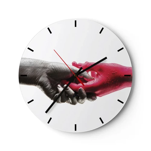 Wall clock - Clock on glass - Together, although Different - 30x30 cm