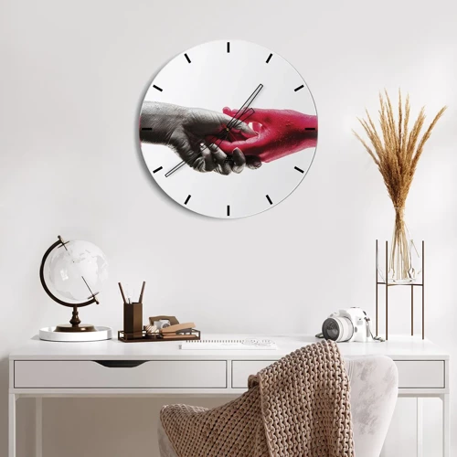 Wall clock - Clock on glass - Together, although Different - 30x30 cm