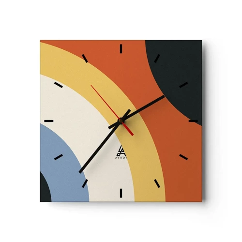 Wall clock - Clock on glass - Towards Each Other - 30x30 cm