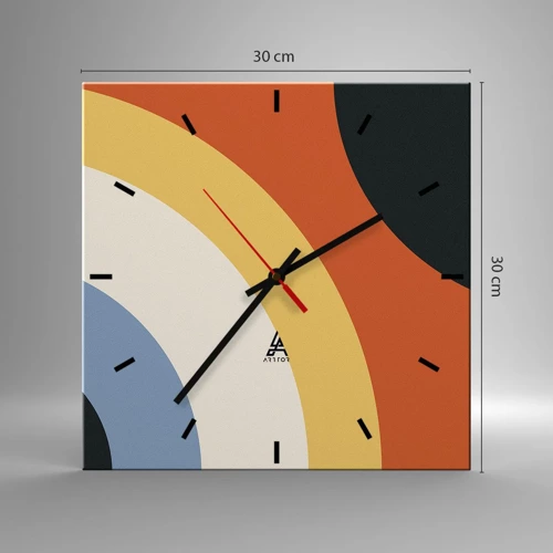 Wall clock - Clock on glass - Towards Each Other - 30x30 cm