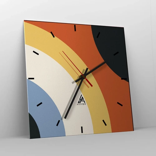 Wall clock - Clock on glass - Towards Each Other - 30x30 cm