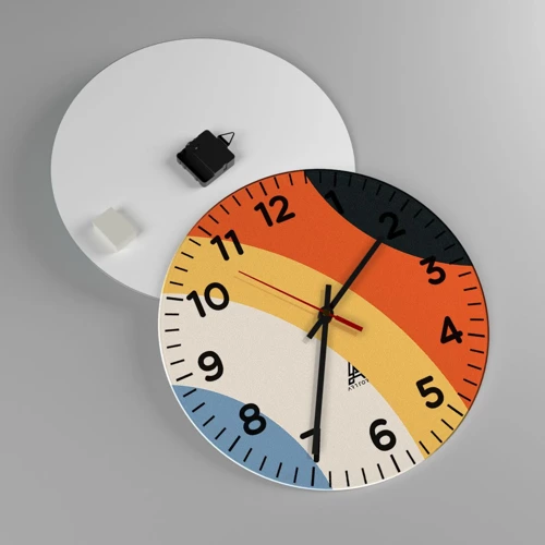 Wall clock - Clock on glass - Towards Each Other - 40x40 cm