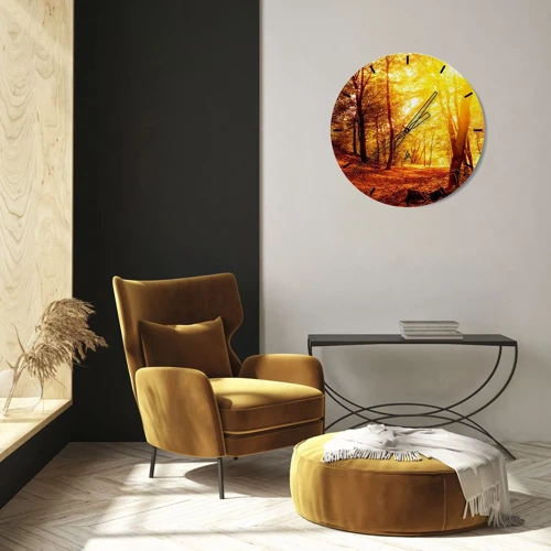 Wall clock - Clock on glass - Towards Golden Plain - 30x30 cm