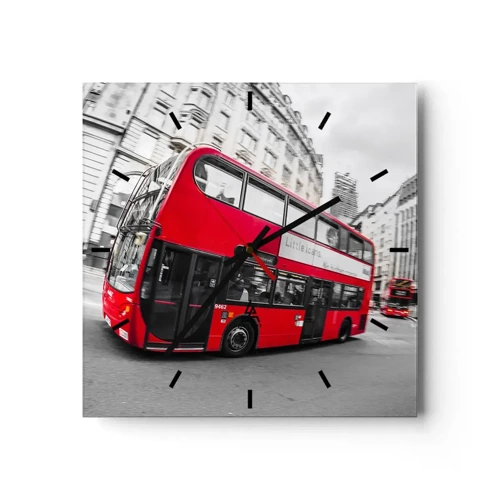 Wall clock - Clock on glass - Traditional London -By Bus - 30x30 cm