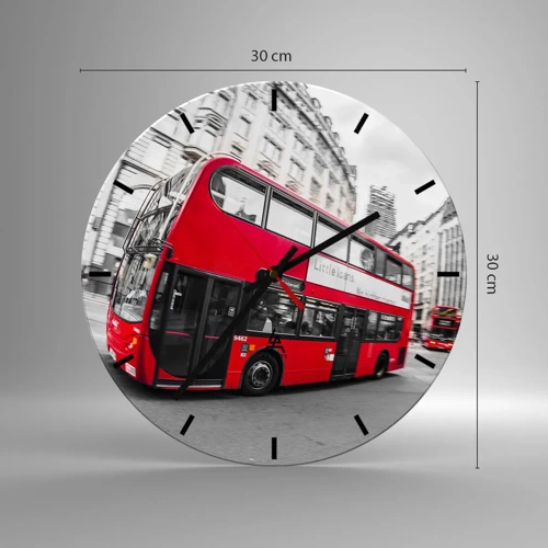 Wall clock - Clock on glass - Traditional London -By Bus - 30x30 cm