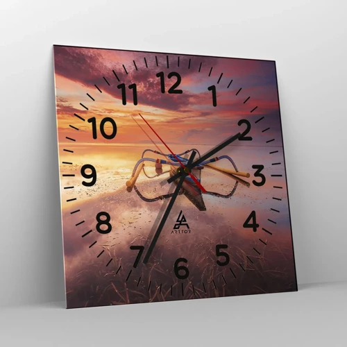 Wall clock - Clock on glass - Tranquility of Tropical Evening - 40x40 cm