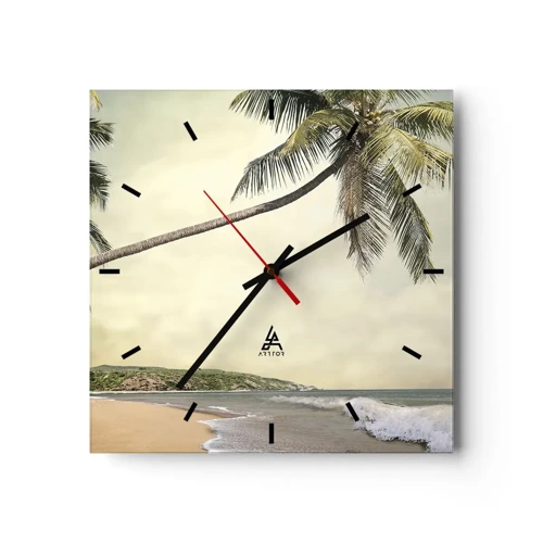 Wall clock - Clock on glass - Tropical Dream - 30x30 cm