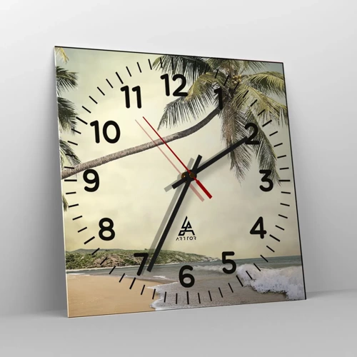 Wall clock - Clock on glass - Tropical Dream - 40x40 cm