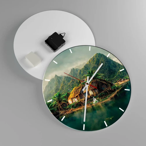 Wall clock - Clock on glass - Tropical Paradise - 30x30 cm