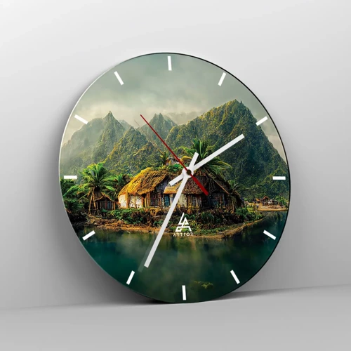 Wall clock - Clock on glass - Tropical Paradise - 30x30 cm