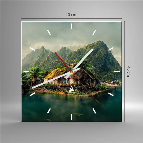 Wall clock - Clock on glass - Tropical Paradise - 40x40 cm