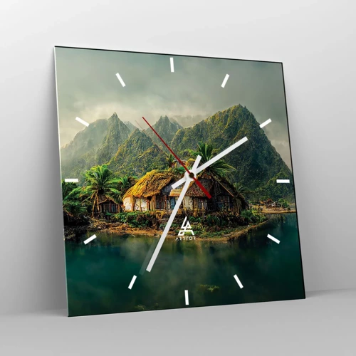 Wall clock - Clock on glass - Tropical Paradise - 40x40 cm