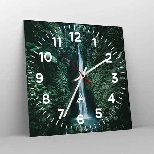 Wall clock - Clock on glass - Tropical Spring - 30x30 cm