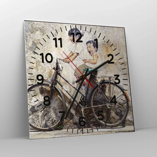 Wall clock - Clock on glass - True or False? - 40x40 cm