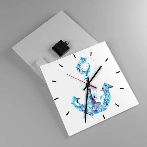 Wall clock - Clock on glass - Trustee of the Sea - 30x30 cm