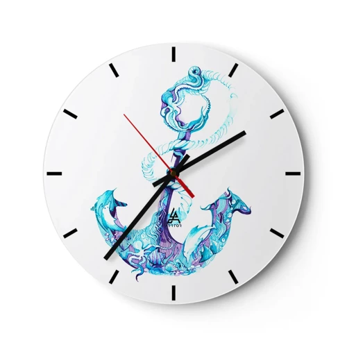 Wall clock - Clock on glass - Trustee of the Sea - 30x30 cm