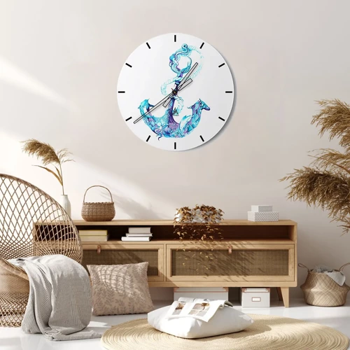 Wall clock - Clock on glass - Trustee of the Sea - 30x30 cm