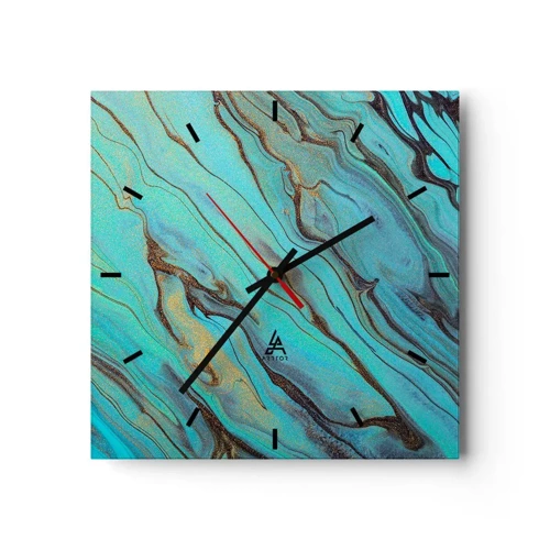 Wall clock - Clock on glass - Turquoise Tide - 30x30 cm