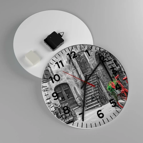 Wall clock - Clock on glass - Tuscan Alley - 30x30 cm