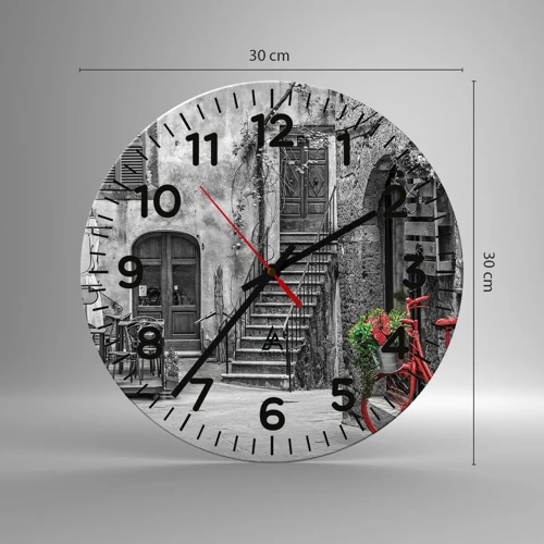 Wall clock - Clock on glass - Tuscan Alley - 30x30 cm