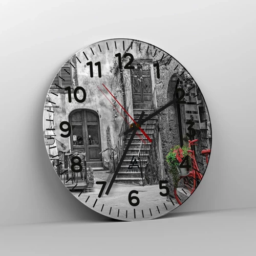 Wall clock - Clock on glass - Tuscan Alley - 30x30 cm