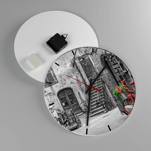 Wall clock - Clock on glass - Tuscan Alley - 30x30 cm