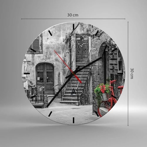 Wall clock - Clock on glass - Tuscan Alley - 30x30 cm