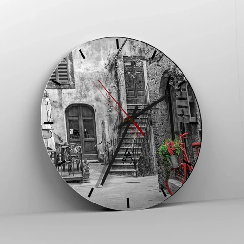 Wall clock - Clock on glass - Tuscan Alley - 30x30 cm