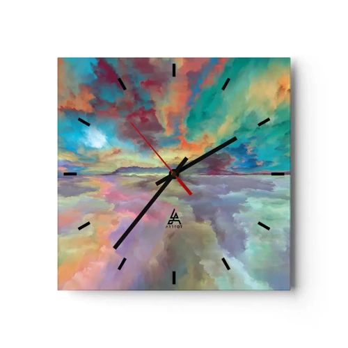 Wall clock - Clock on glass - Two Skies - 30x30 cm