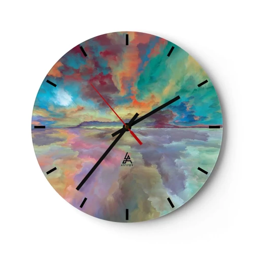 Wall clock - Clock on glass - Two Skies - 30x30 cm