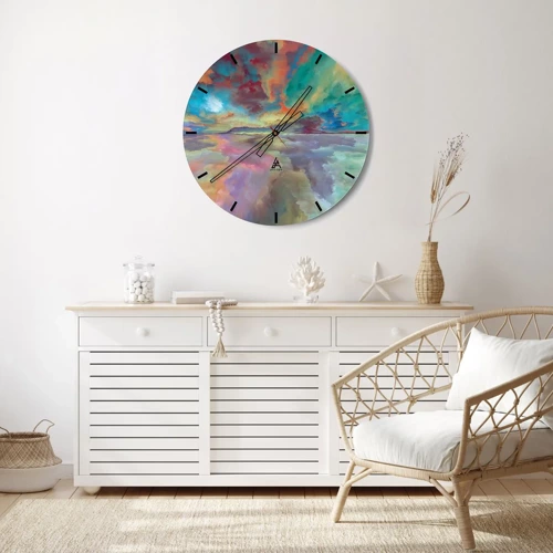 Wall clock - Clock on glass - Two Skies - 30x30 cm