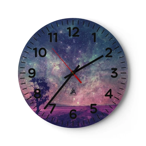 Wall clock - Clock on glass - Under Magical Sky - 40x40 cm