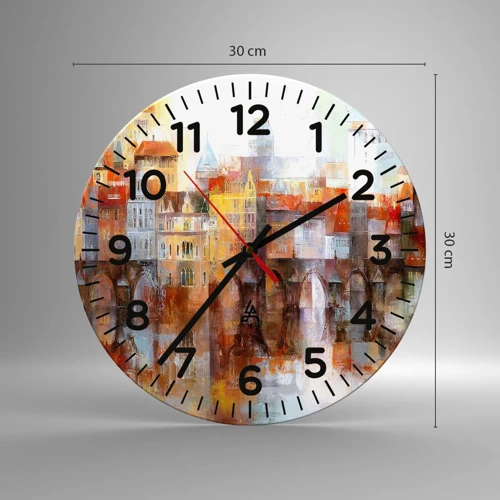 Wall clock - Clock on glass - Under The Bridge It Is Also Pretty - 30x30 cm