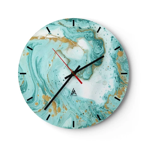 Wall clock - Clock on glass - Under the Great Wave of the Edo Period - 30x30 cm