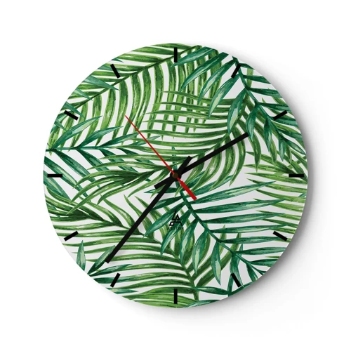 Wall clock - Clock on glass - Under the Green Canopy - 30x30 cm