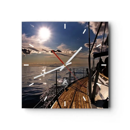 Wall clock - Clock on glass - Under the Sails towards the Sun - 30x30 cm