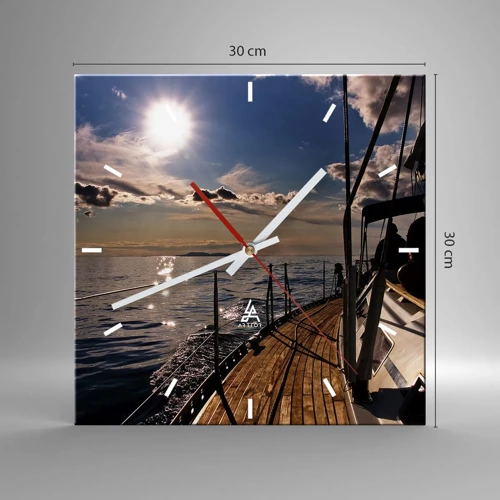 Wall clock - Clock on glass - Under the Sails towards the Sun - 30x30 cm