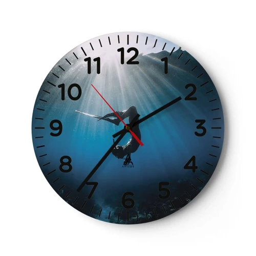 Wall clock - Clock on glass - Underwater dance - 30x30 cm